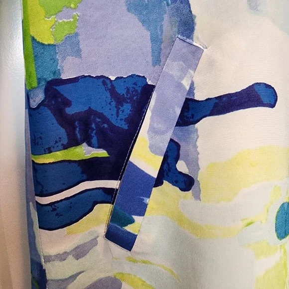 Tori Richard Silk Tunic Dress Top 2 Abstract Roll Tab Resort Lux Vacation Beach - Picture 9 of 16